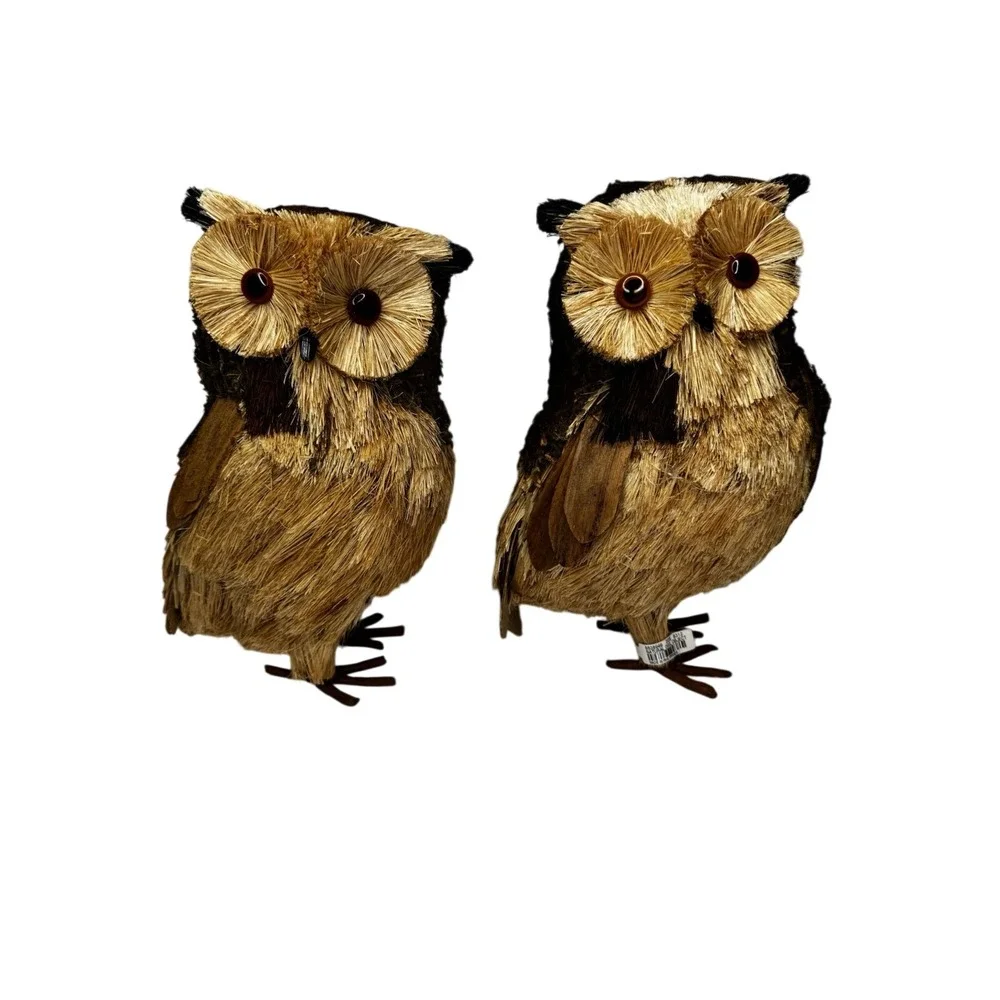 Lot Of 2 Pottery Barn Lg Lightweight Woodland Twig Owl Figurine Autumn Decor NWT